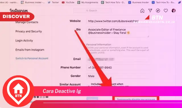 cara deactive ig