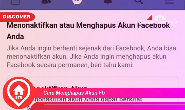 cara menghapus akun fb