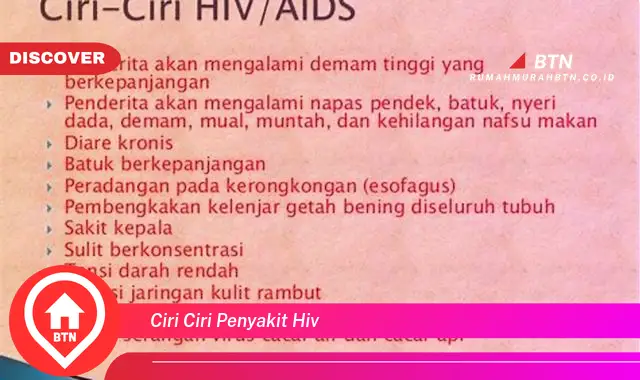 ciri ciri penyakit hiv