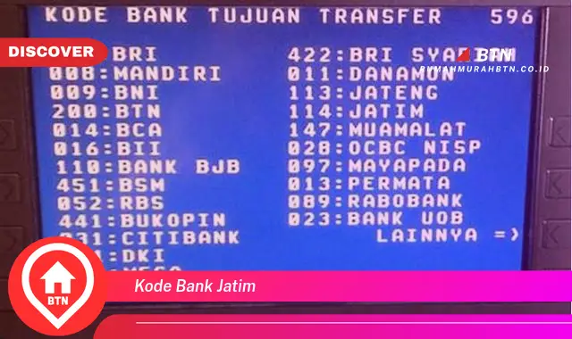 kode bank jatim