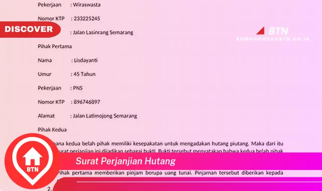 surat perjanjian hutang