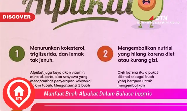 manfaat buah alpukat dalam bahasa inggris