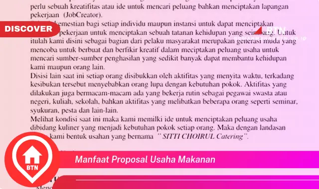 manfaat proposal usaha makanan